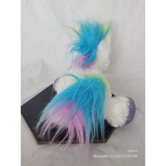 Aurora World Unicorn Rainbow Metallic Purple Soft Stuffed Plush Flopsie 12 In - Picture 4 of 9